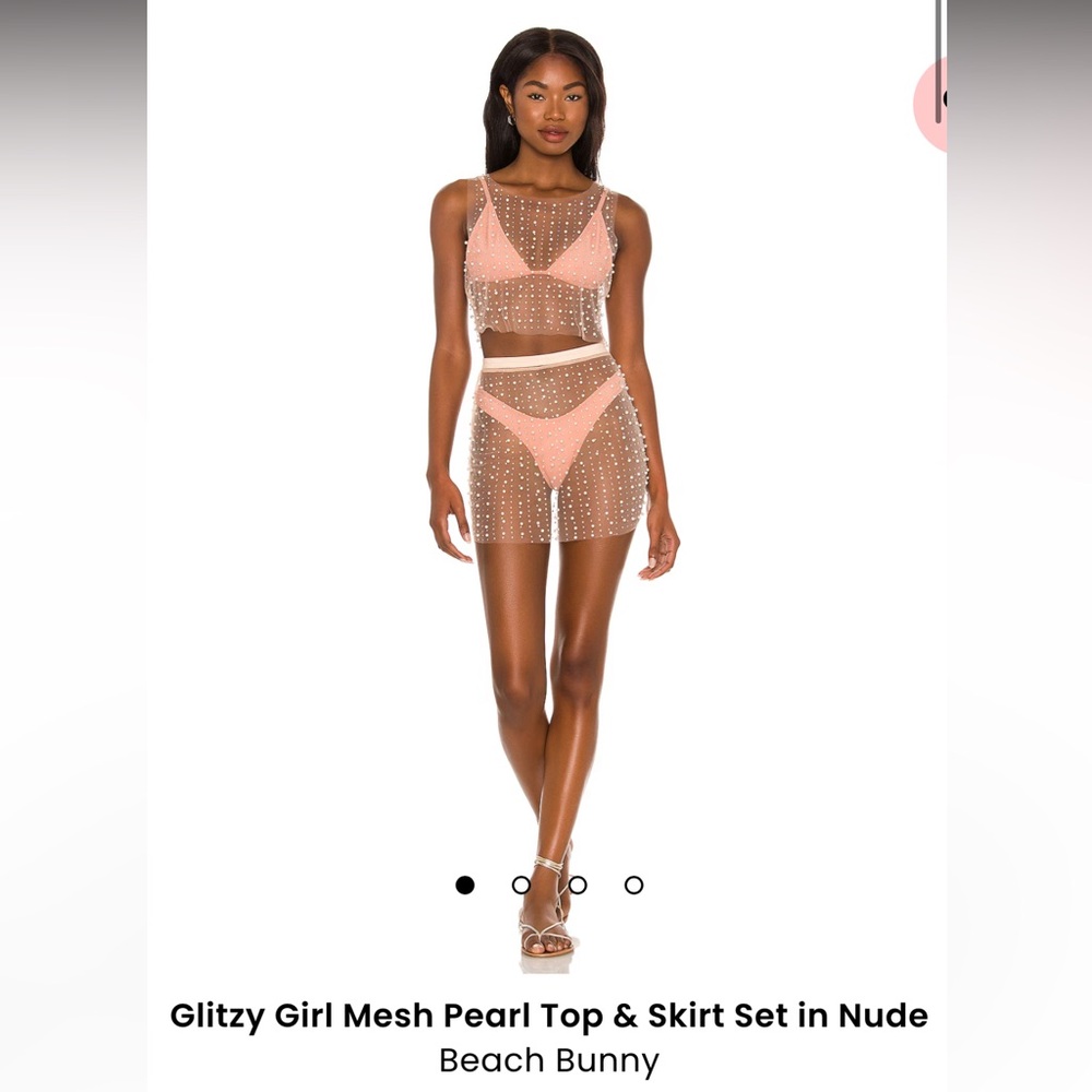 Glitzy Girl Mesh Pearl Top & Skirt Set in Nude
Beach Bunny new with tags!